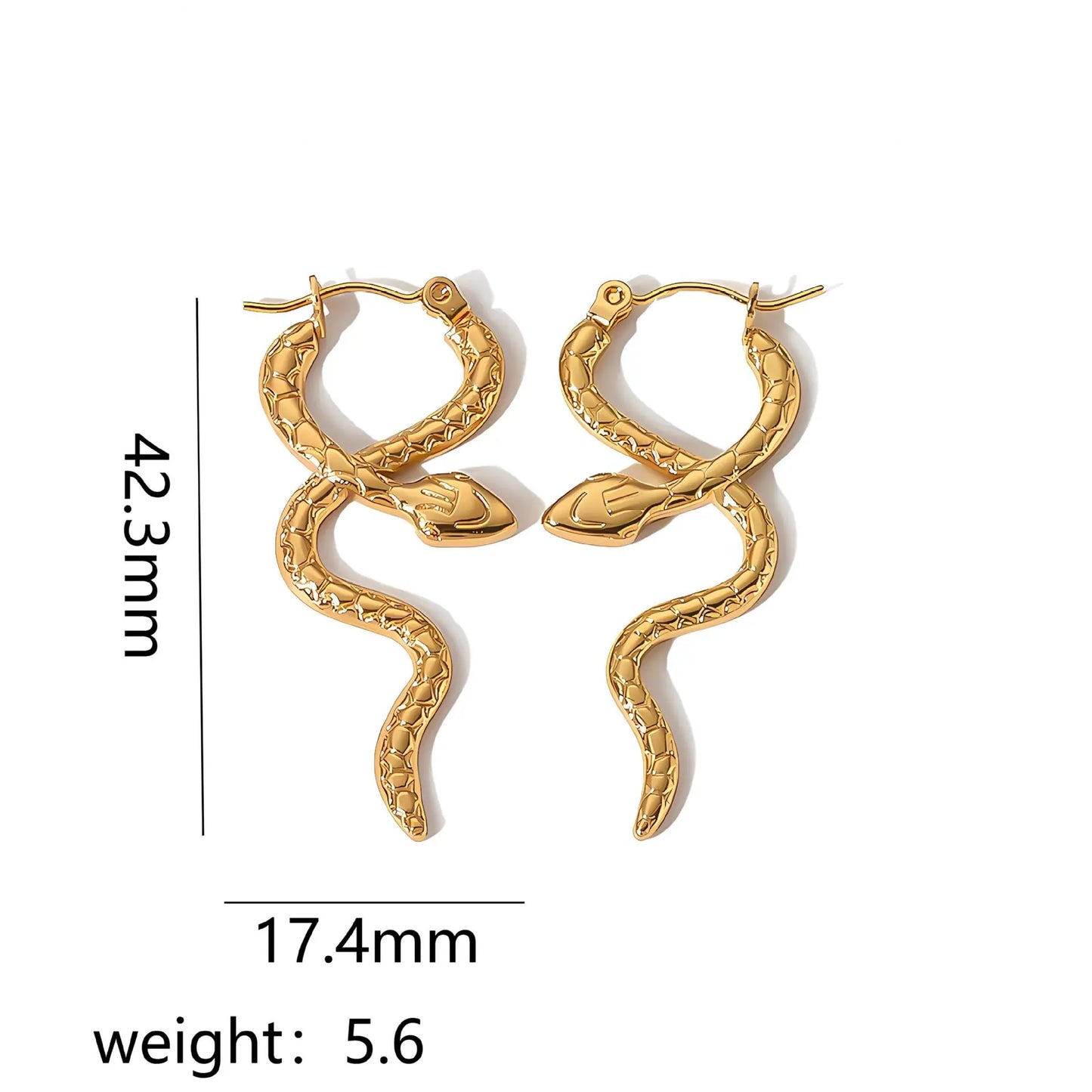 Serpentine Titanium Steel Ear Clip with 18K Gold Plate