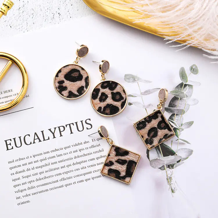 Leopard Print Earrings - Trendy Statement Jewelry