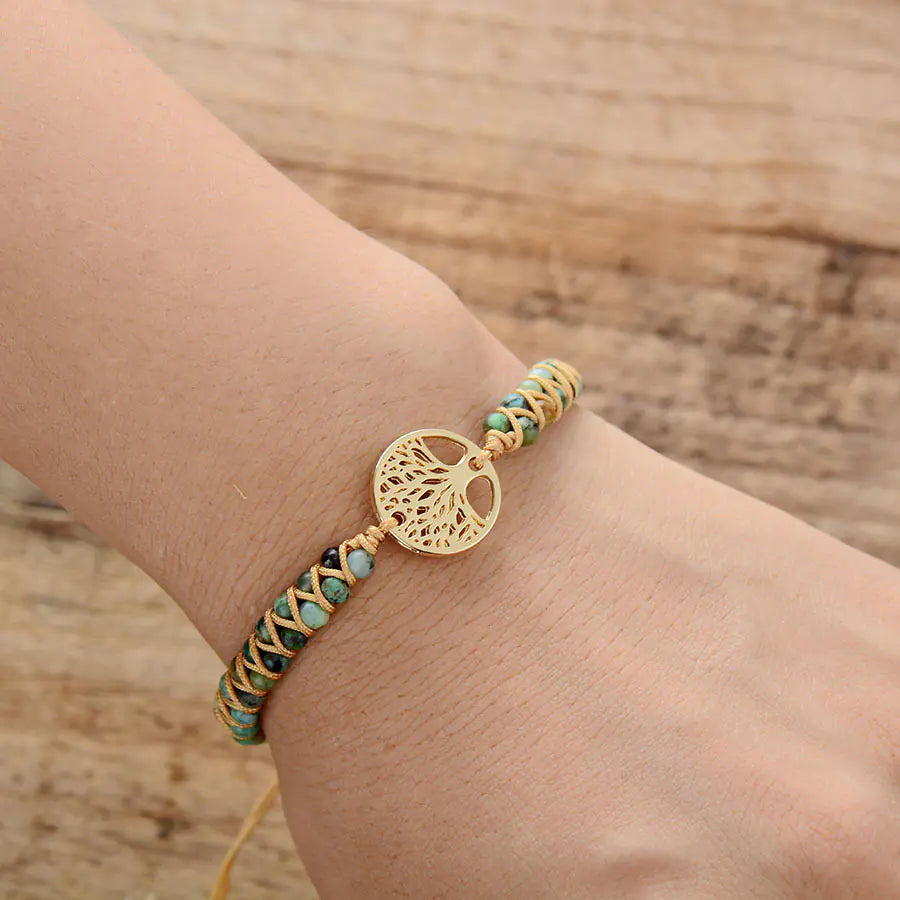Handcrafted Natural Stone Women's Bracelet with Beads