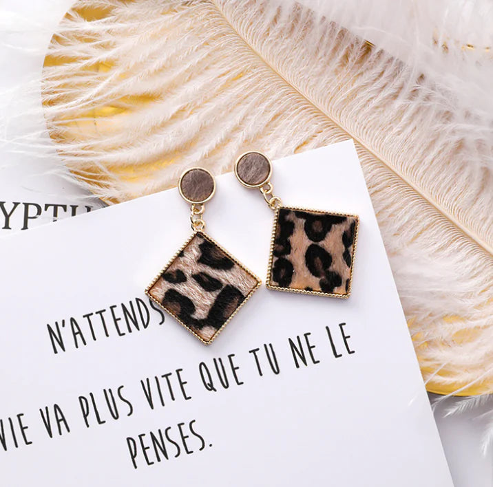 Leopard Print Earrings - Trendy Statement Jewelry